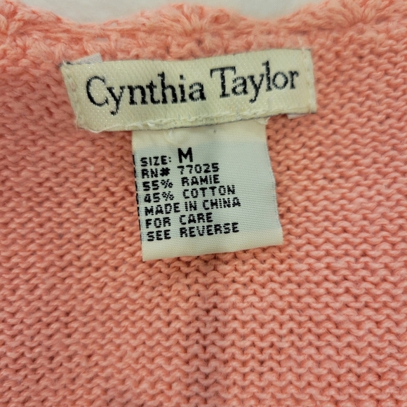 Cynthia Taylor Orange Open Weave Knit Short Sleeve Sweater Shrug Sparkles MED - Picture 9 of 11